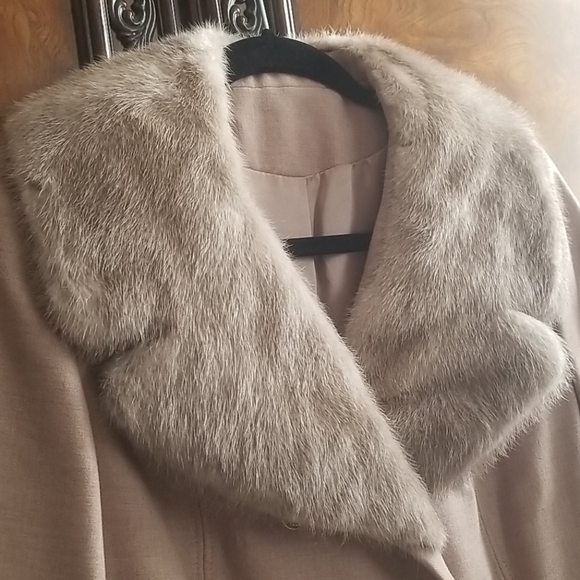 Baltman&Co Tan Wool Longline Winter Coat Brown Fur - Picture 4 of 6